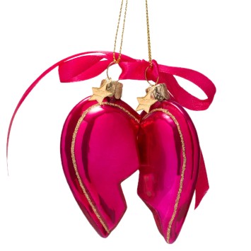 vondels kerstbal raspberry pink set of best friends heart h8cm