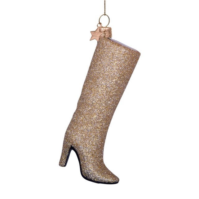 Vondels kerstbal laars - goud/glitter