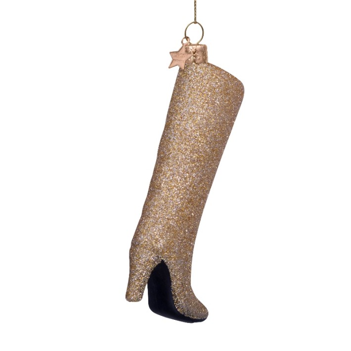 Vondels kerstbal laars - goud/glitter