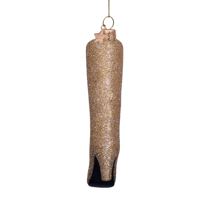 Vondels kerstbal laars - goud/glitter