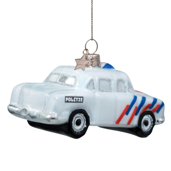 Vondels kerstbal nederlandse politieauto - wit