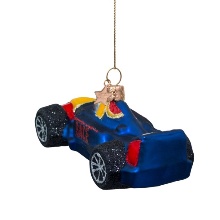 Vondels kerstbal racewagen - blauw