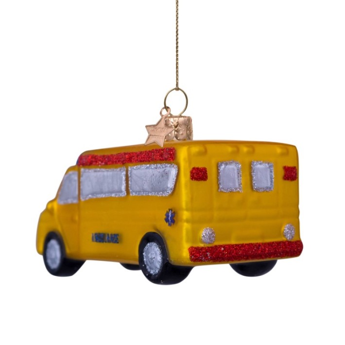 Vondels kerstbal ambulance - geel