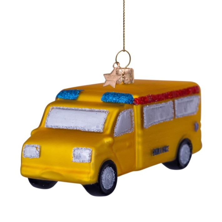 Vondels kerstbal ambulance - geel