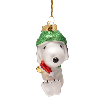 kerstbal Snoopy/Peanuts w/Woodstock H9.5cm
