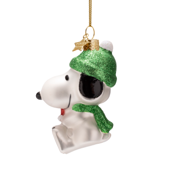 kerstbal Snoopy/Peanuts w/Woodstock H9.5cm