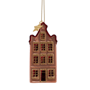 Vondels kerstbal canal house pink H8.5cm