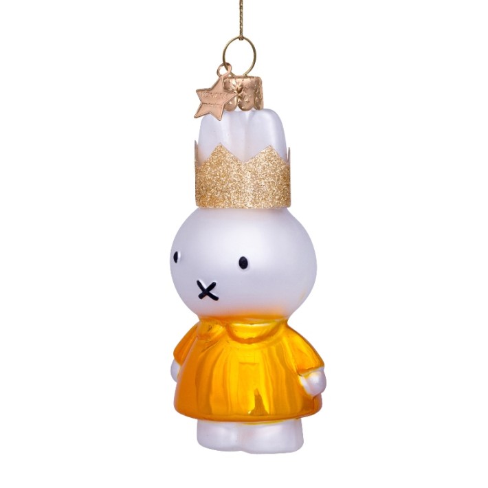 Vondels kerstbal nijntje - gele jurk met kroon