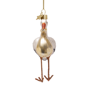 kerstbal stork gold with baby H11.5cm