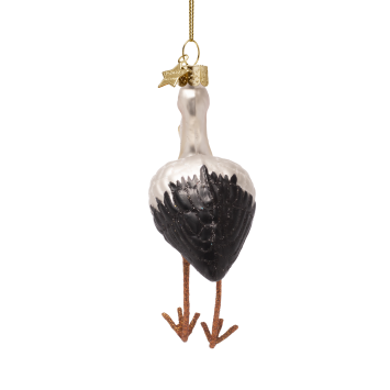 kerstbal stork gold with baby H11.5cm