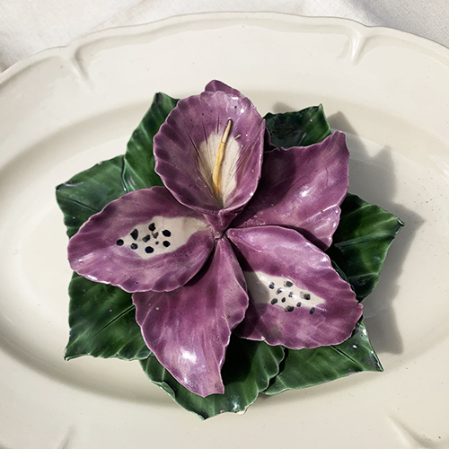 majolica ceramic flower