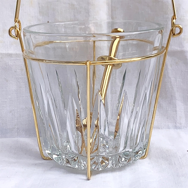 ice bucket crystal glass with gold/black handle