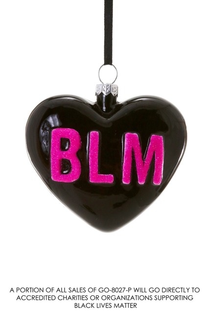 Cody Foster kerstbal BLM hart - zwart/roze