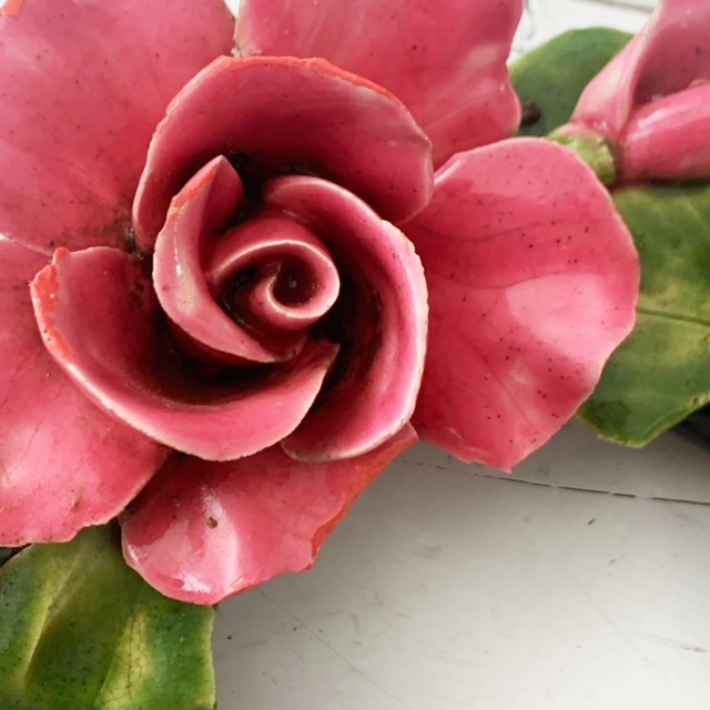 majolica ceramic flower wreath 22 cm