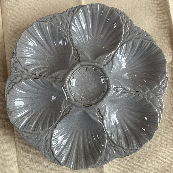 sarreguemines oyster plate - grey