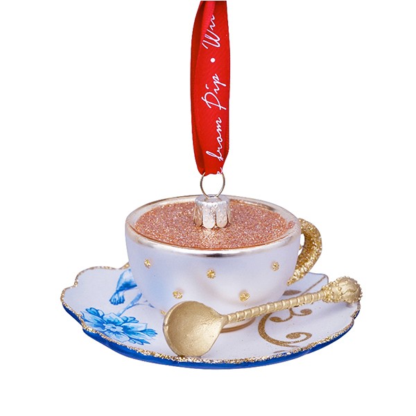 Vondels kerstbal theekopje Pip Studio - blauw