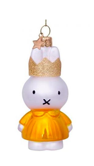 Vondels kerstbal nijntje - gele jurk met kroon