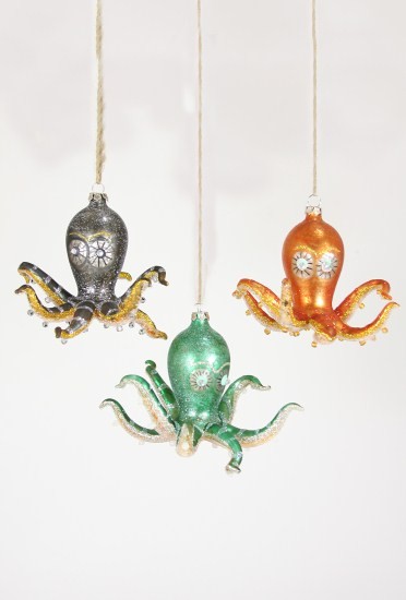 Cody Foster kerstbal kitsch octopus - oranje
