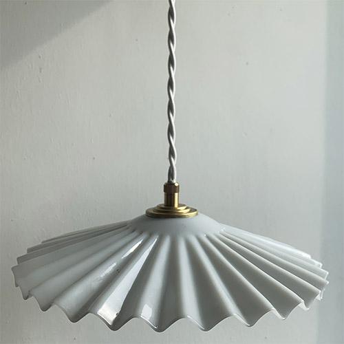 glass lampshade with white collar